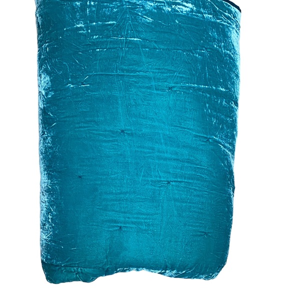 Anthropologie Opal House Teal Velour Tufted Quilt Comforter king - Picture 8 of 8
